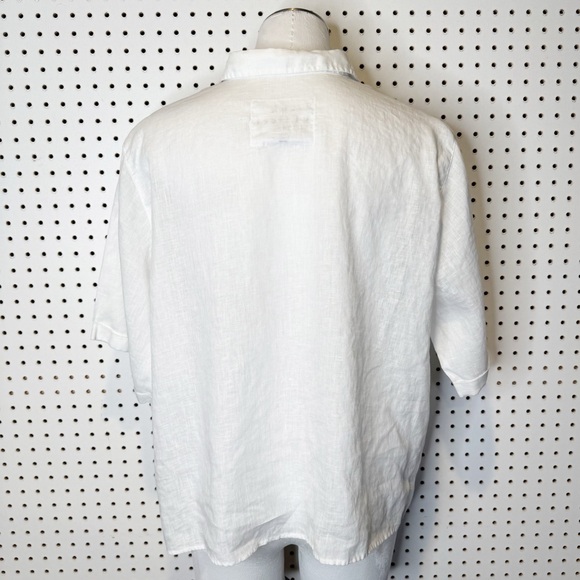 Frank & Eileen | Rosie Short-Sleeve Button-Up Shirt in White Italian Linen Sz. M - Picture 2 of 8